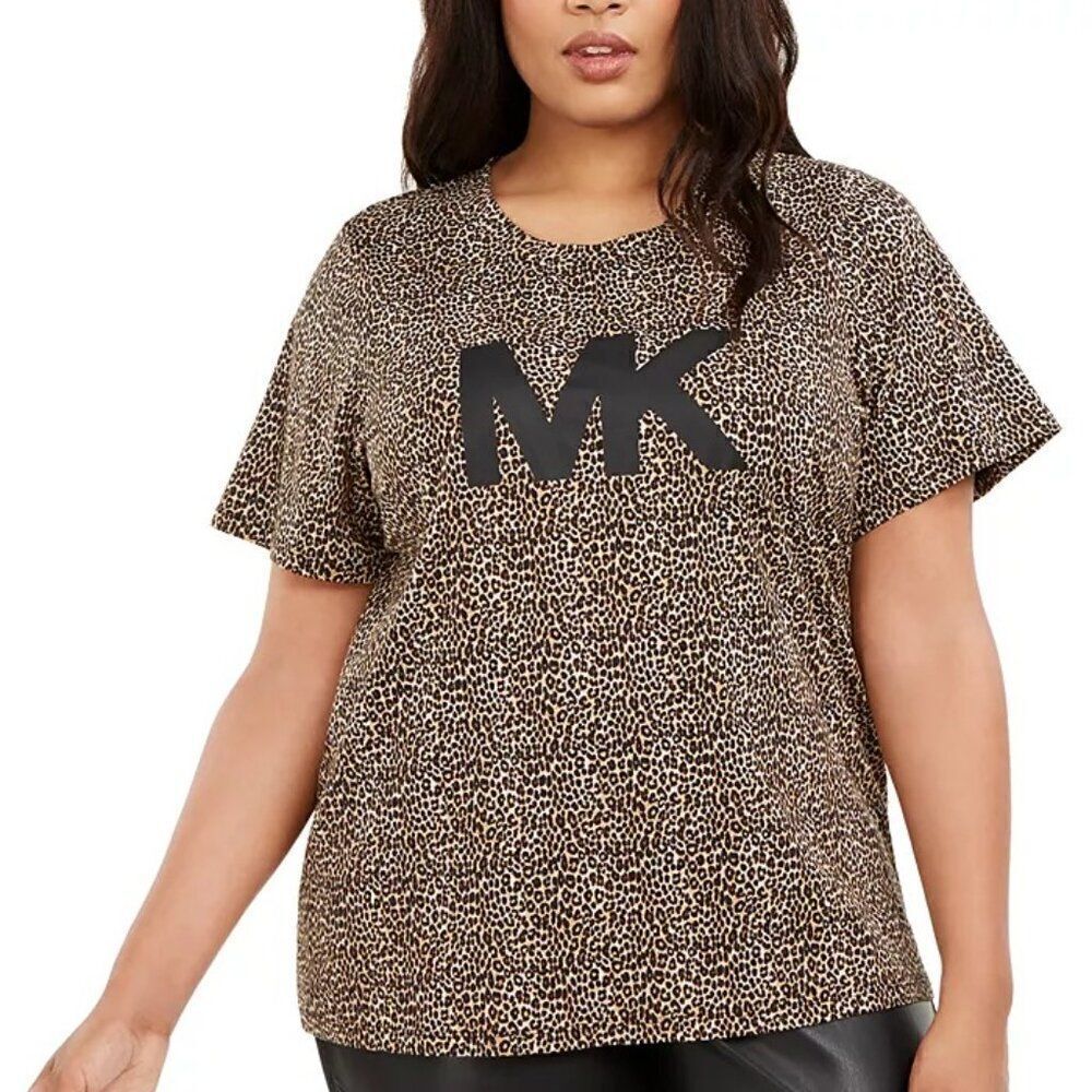NWT Michael Kors Plus Size Animal Print Logo Top 2X